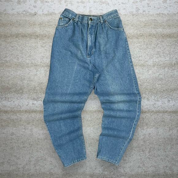 Vintage 90s OshKosh Jeans 28x28 Relaxed Tapered Fit Light Wash Made in USA Denim - Picture 2 of 4